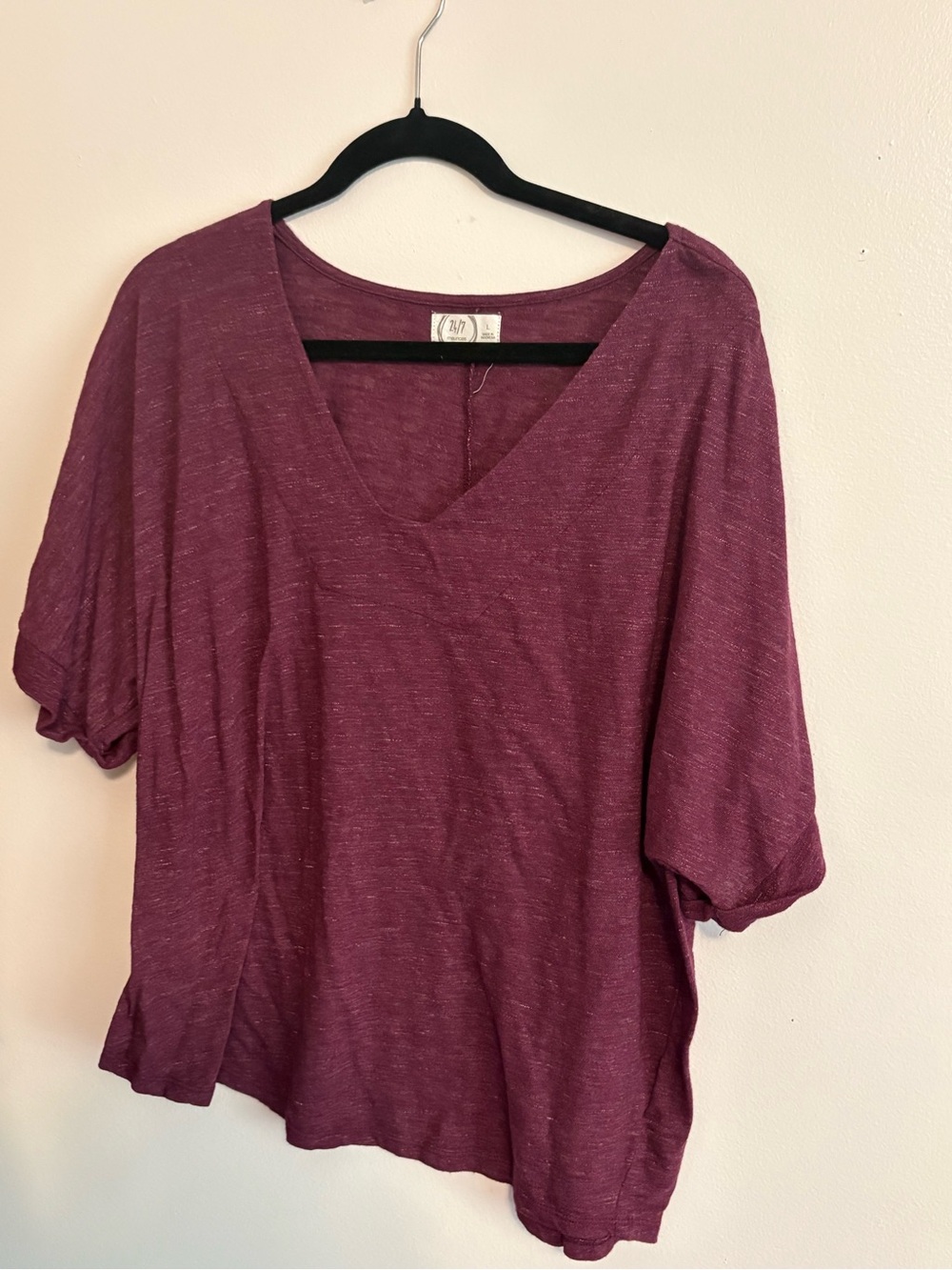Maurices Plum V-Neck Short Sleeve Tee